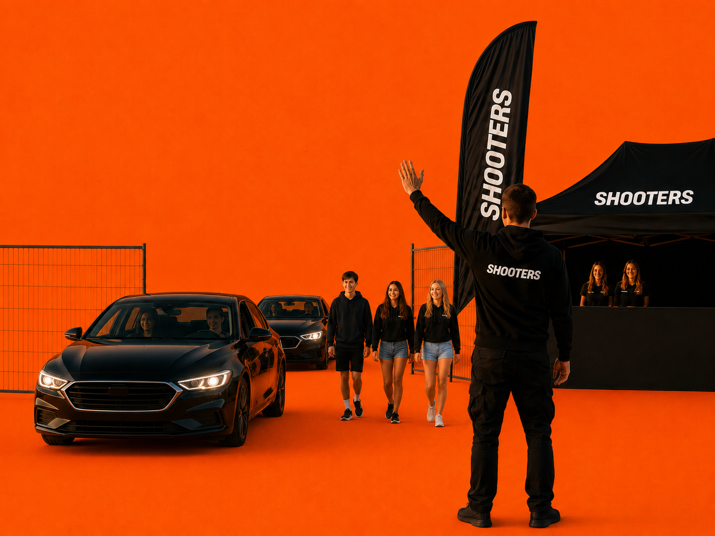 Deelnemers komen aan op de eventlocatie